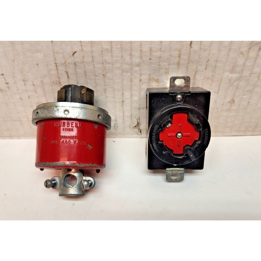 Lot Hubbell HBL20443 Hubbellock Receptacle and plug, 30 amp, 480V, 3 Pole 4 Wire